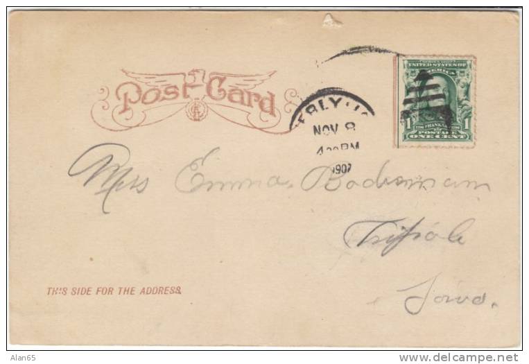 Waverley Iowa, Lover´s Lane Romance, 1900s Vintage Antique Postcard - Other & Unclassified