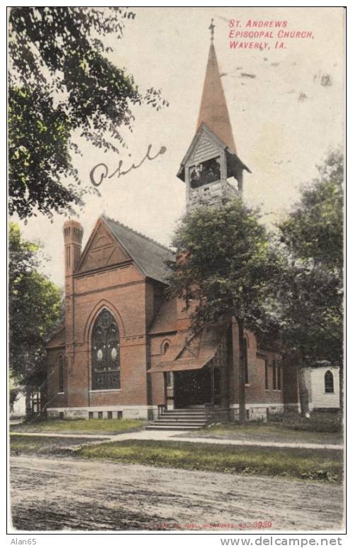 Waverley Iowa, St. Andrews Episcopal Church On 1900s Vintage Antique Postcard, Architecture - Other & Unclassified