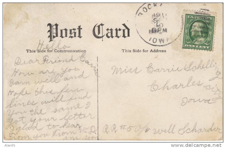 Rockford Iowa, Main Street, On C1910s Vintage Postcard - Other & Unclassified
