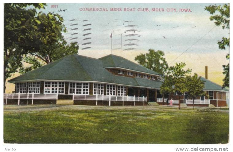 Sioux City Iowa, Commercial Mens Boat Club House, Architecture, On C1900s Vintage Postcard - Other & Unclassified