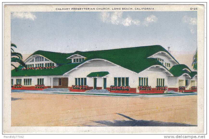 LONG BEACH CALIFORNIA Calvary Presbyterian CHURCH Circa 1920 - Long Beach