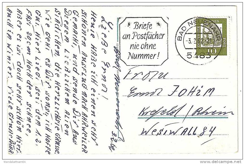 AK 1922 AHRWEILER -3.2.62-21 5483 BAD NEUENAHR Werbestempel Briefe An Postfächer Nie Ohne Nummer! Nach Krefeld - Bad Neuenahr-Ahrweiler