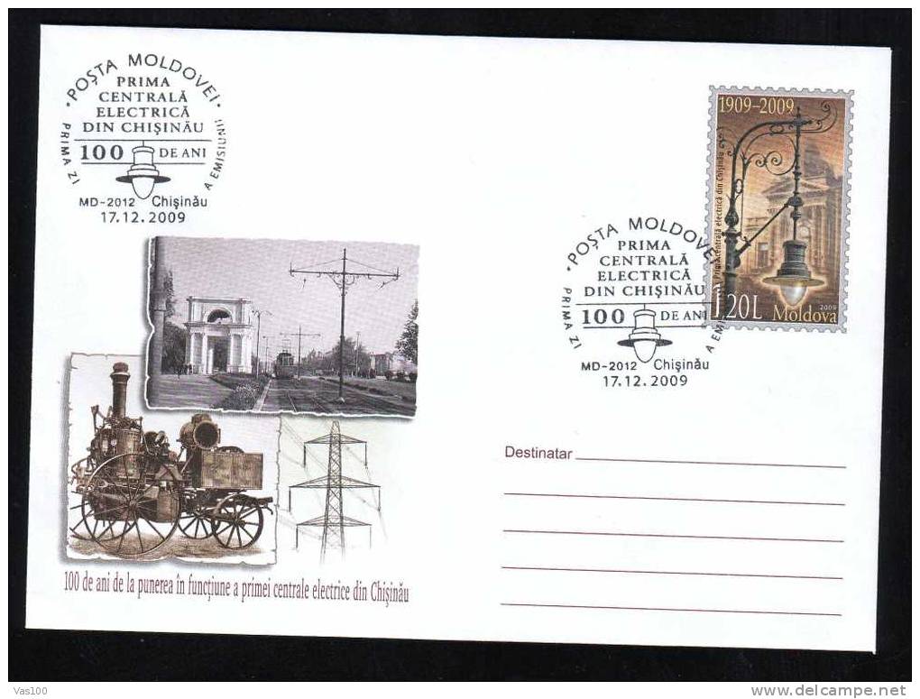 The First Tram Tramways In Chisinau 1909, Moldova, Cover Stationery Entier Postaux Obliteration FDC 2009. - Tranvías