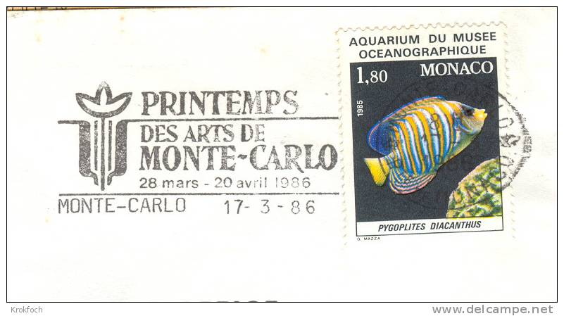 Monaco - Flamme 1986 Printemps Des Arts - Lettre Entière - Poststempel