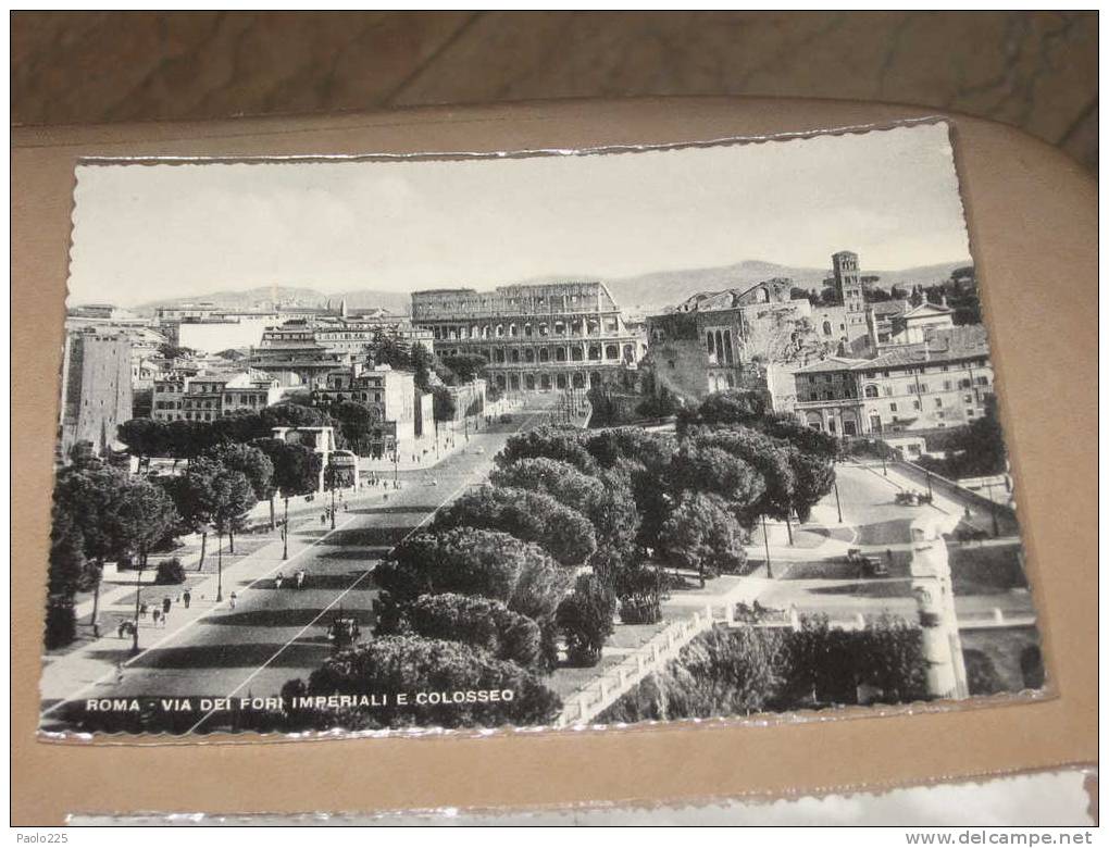 ROMA 1955 COLOSSEO E FORI IMPERIALI BN VG ENTRATE... - Coliseo