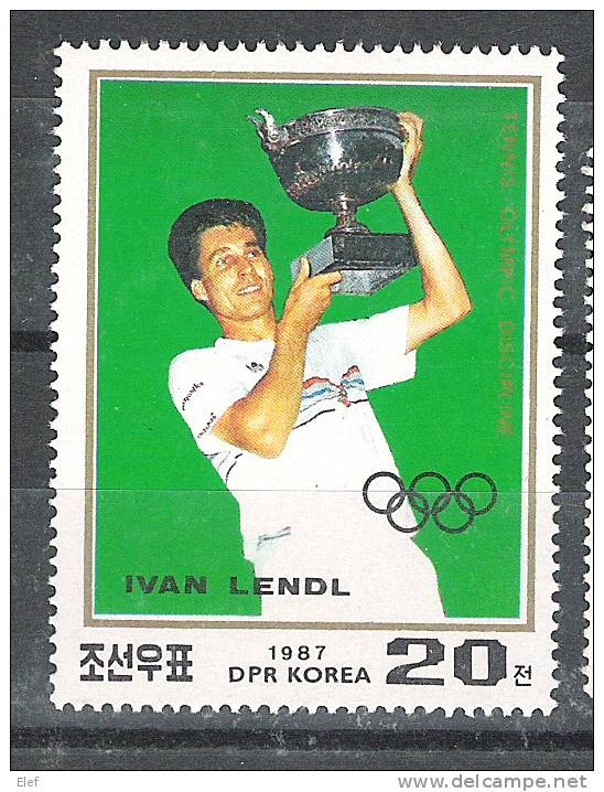 DPR KOREA / Coree 1987 , Tennis Olympic Game, IVAN LENDL , Neuf **; TTB - Tennis