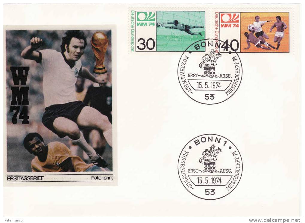 B - 1974 Germania - Campionati Mondiali - FDC - 1974 – West-Duitsland