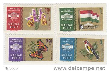 Hungary-1961 Anniversary,Bird,Flowers  MNH - Unused Stamps