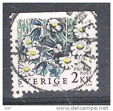 SVERIGE / SWEDEN, SUEDE , Privat Post 1988, 2 KR ; Fleurs  ;  Obl Cachet Central , TB - Usados