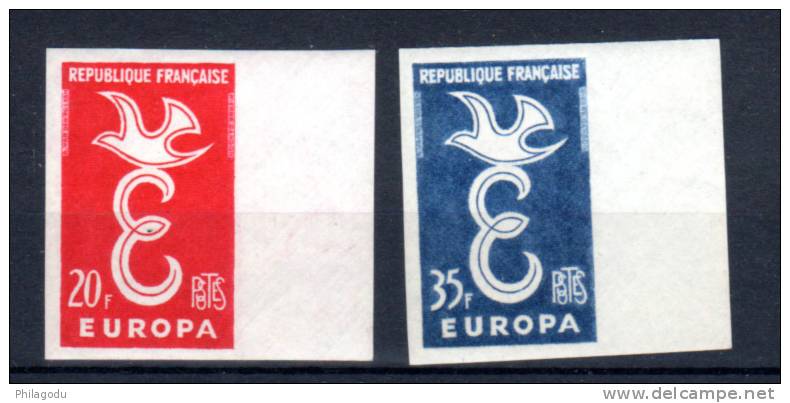 Europa 1958, 1173 / 1174** NON DENTELÉS Bord De Feuille , Cote 155 &euro;, - 1958