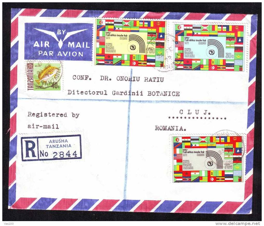 Air Mail Cover 1972 From Tanzania To Romania Stamps On Cover FLAGS,DRAPEAUX!! - Sobres