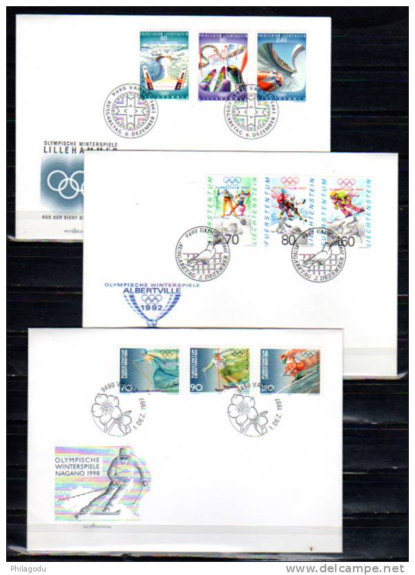 Liechtenstein 1979-94, Jeux Olympiques D’hiver, Lot De 4 Cartes Maximum Et 3 FDC, - Winter 1980: Lake Placid