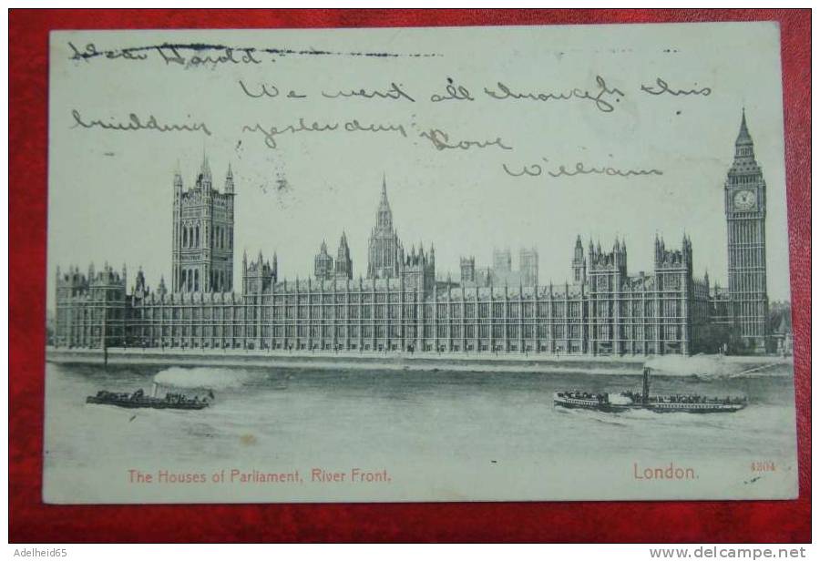 London Houses Of Parliament River Front Steamer 1906 - Houses Of Parliament