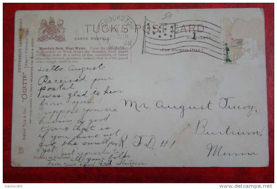 Rapharl Tuck Oilette Picturesque Lakes Series 1 Mosedale Beck Crookston Postmark - Tuck, Raphael