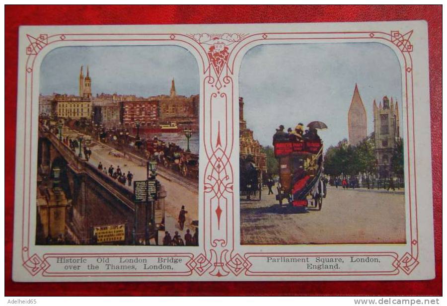 Art Nouveau PC/CPA Historic Old London Bridge, Parliament Square, Horsecar - Houses Of Parliament