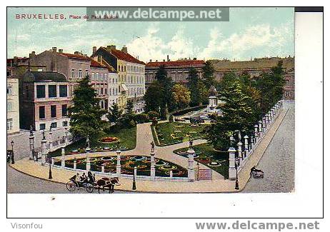 Cpa Bruxelles : Place Du Petit Sablon, Animée, Colorisée - Parks, Gärten