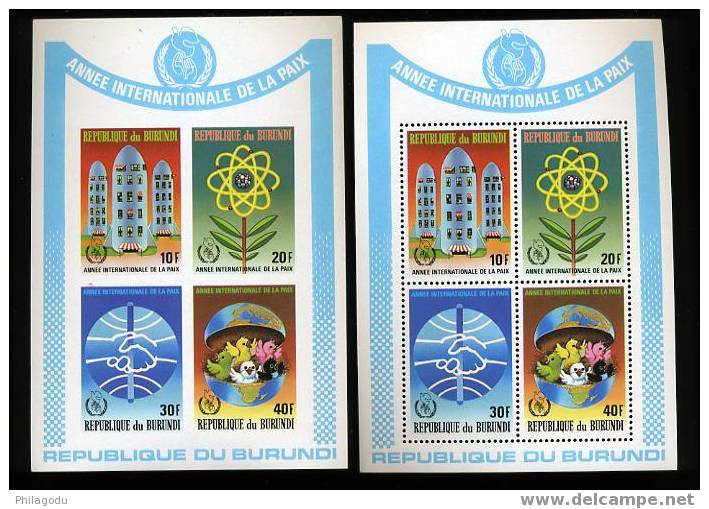 BURUNDI 1987  Année De La Paix  Blocs 122** + ND   Postfris Cote 22 € - Neufs