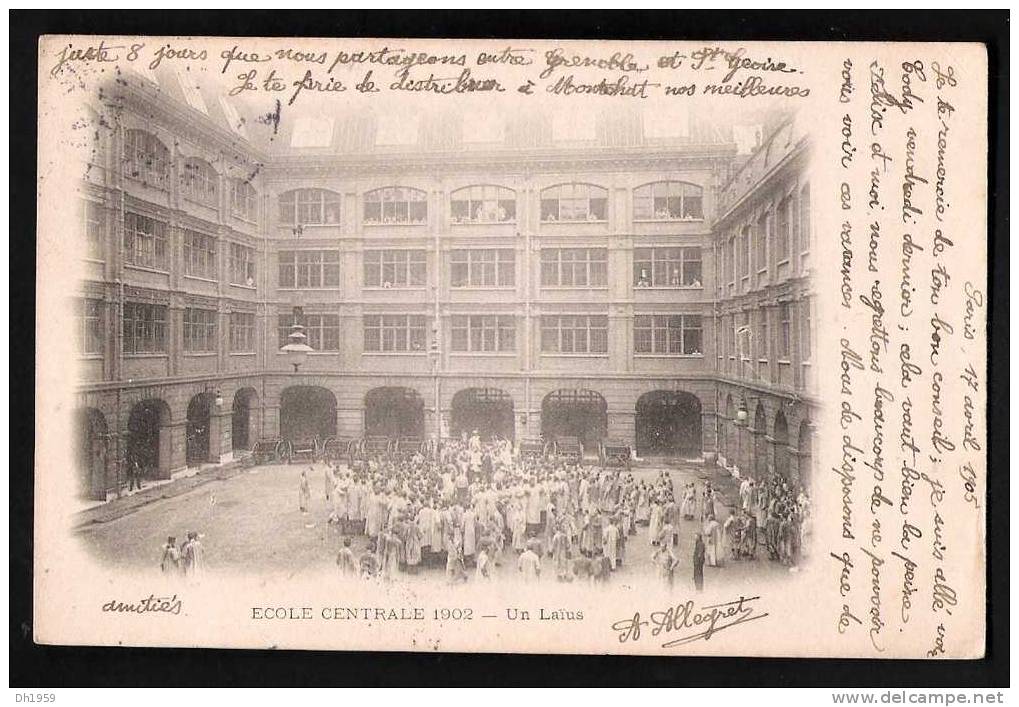 ECOLE CENTRALE 1902 UN LAIUS  CACHET PARIS 115 RUE BEAUMUR 1905 Envoyé à LYON INSTITUTION MINIMES - Enseignement, Ecoles Et Universités