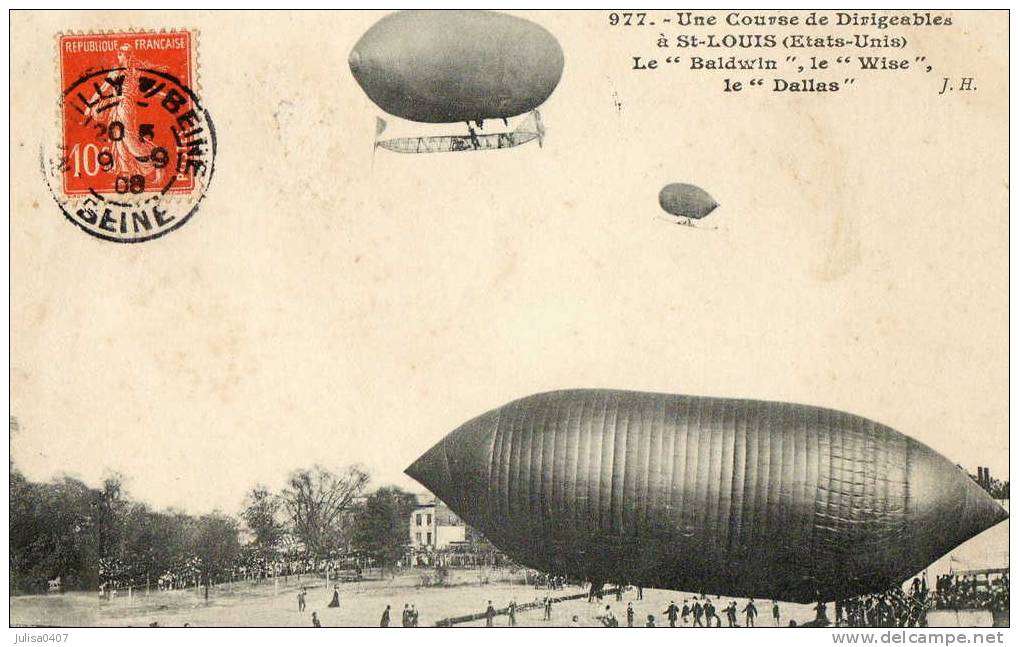 SAINT LOUIS French Card Aviation Flying Dirigible Race Baldwin Wise Dallas - St Louis – Missouri