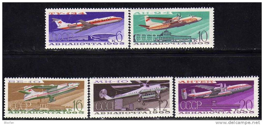 Flugzeuge 1965 USSR 3168/2+4-Block ** 30€ Passagier-Flugzeug Hubschrauber Flugboot Transporter Ss Sheets Bf SU CCCP - Hubschrauber