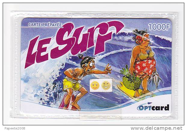 PF / OPTCARD - 9° Carte Prépayée - Un Couple Qui Surfe La Vague - 1 000 FCFP - NSB - Polinesia Francesa