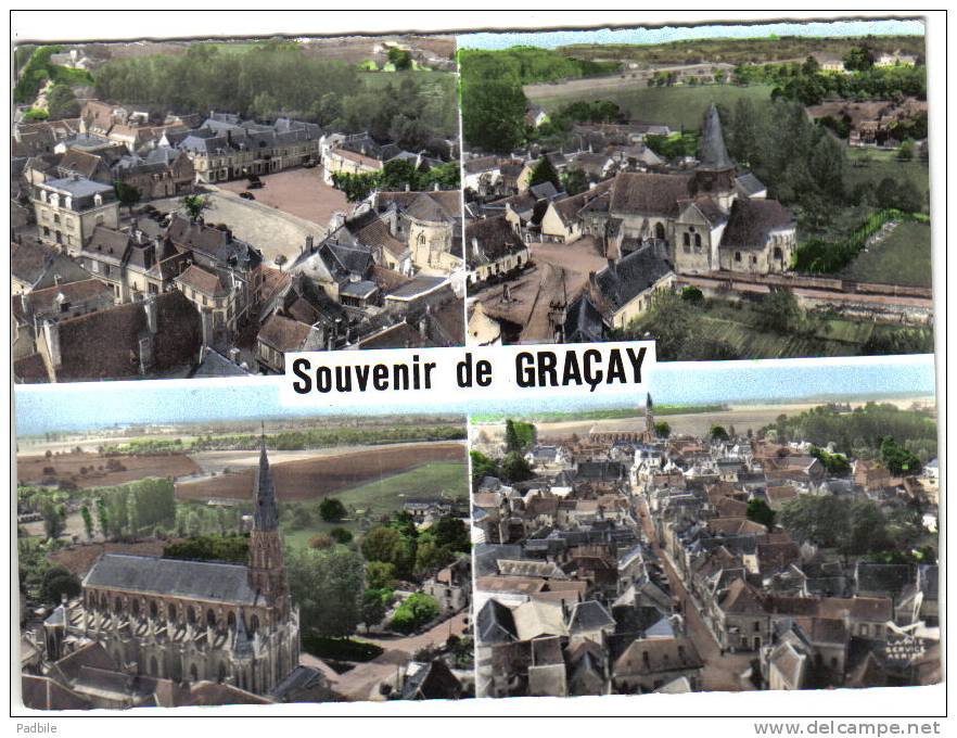 Carte Postale 18. Graçay  Vue D´avion Trés Beau Plan Coupure Sur Le Cotés - Graçay