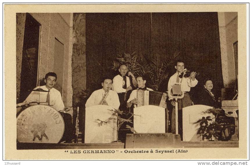 Carte Postale Ancienne Seyssel - Les Germanno, Orchestre - Instruments De Musique, Accordéon - Seyssel