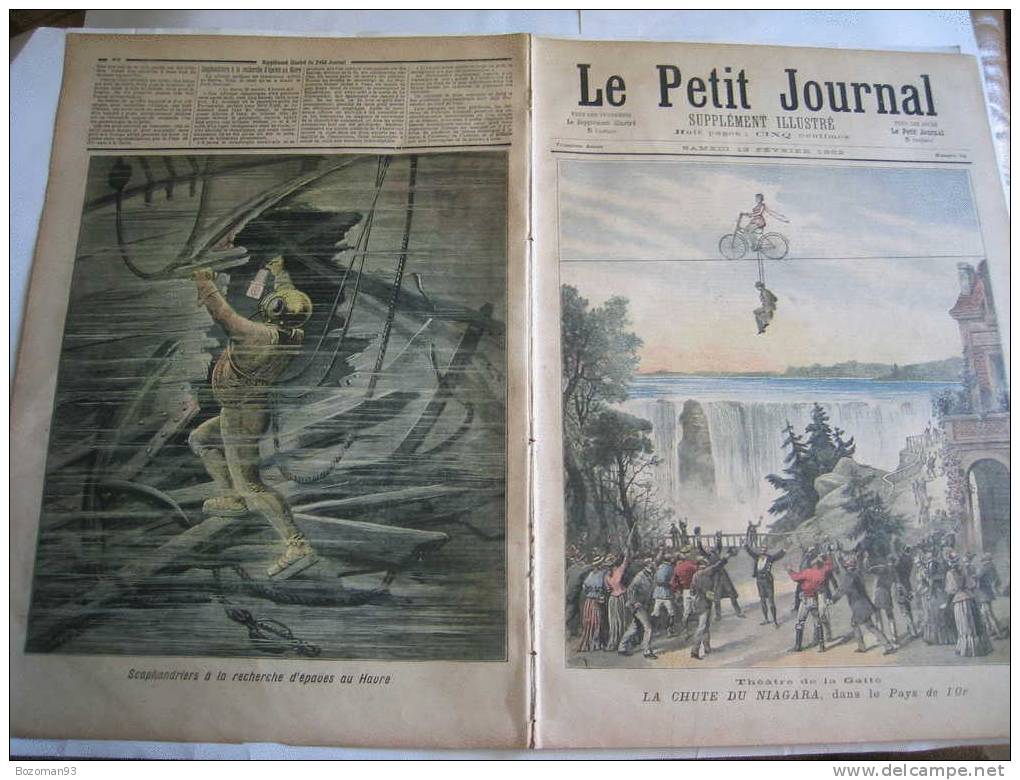 LE PETIT JOURNAL N° 0064 DU 13/02/1892 SCAPHANDRIERS A LA RECHERCHE DE L'EPAVE DU CHALUTIER ABEILLE 9 AU HAVRE - Le Petit Journal