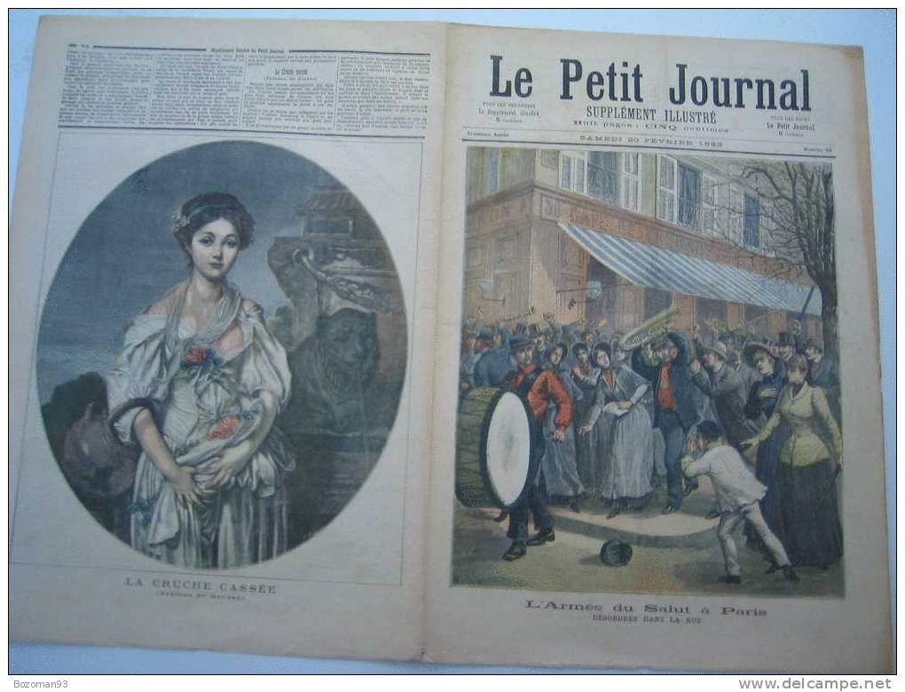 LE PETIT JOURNAL N° 0065 DU 20/02/1892 L' ARMEE DU SALUT A PARIS + LA CRUCHE CASSEE TABLEAU DE GREUZE - Le Petit Journal