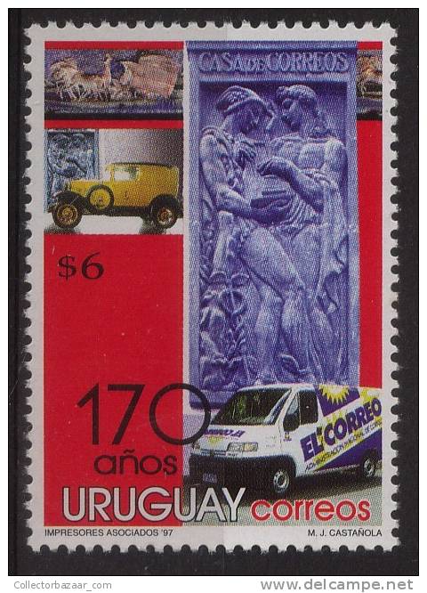 URUGUAY Sc#1703 MNH STAMP Car Van Horse Postal Service - Servicio Postal Camioneta - Uruguay