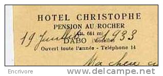 Cpa DABO D'apres Une Gravure Ancienne - Hotel CHRISTOPHE Pension Au Rocher - Cap 19 - Dabo