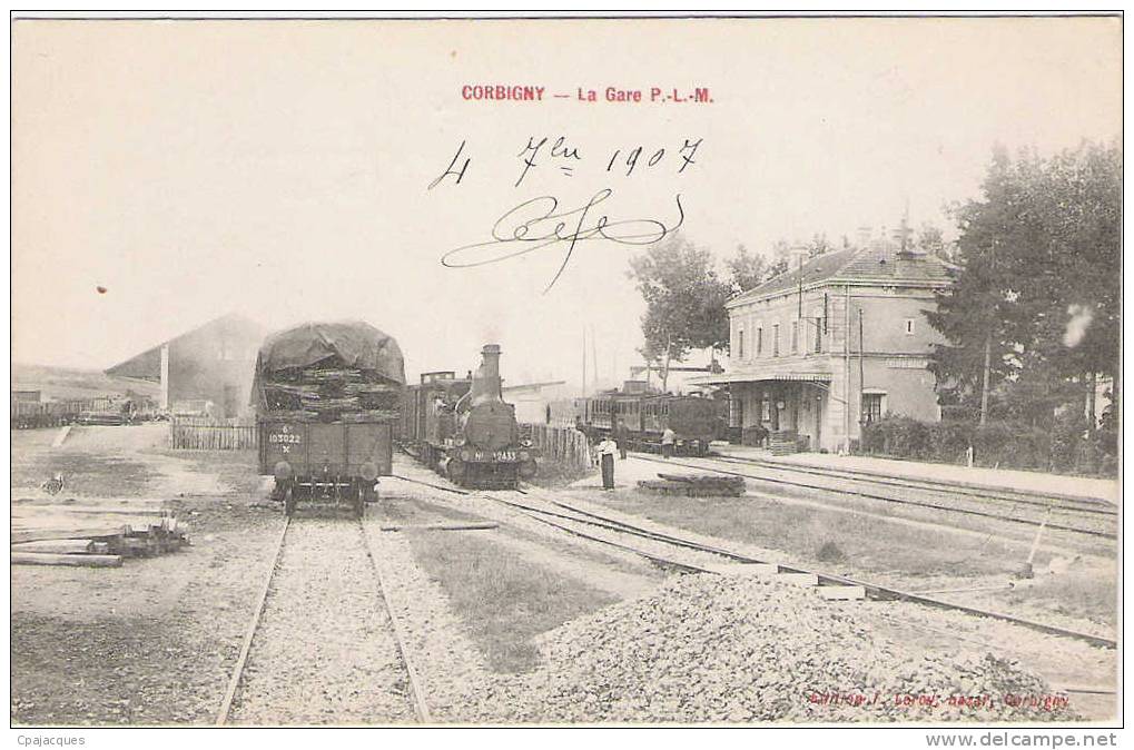 58 - CORBIGNY - LA GARE P- L -M . AVEC TRAIN .SUPERBE. - Corbigny