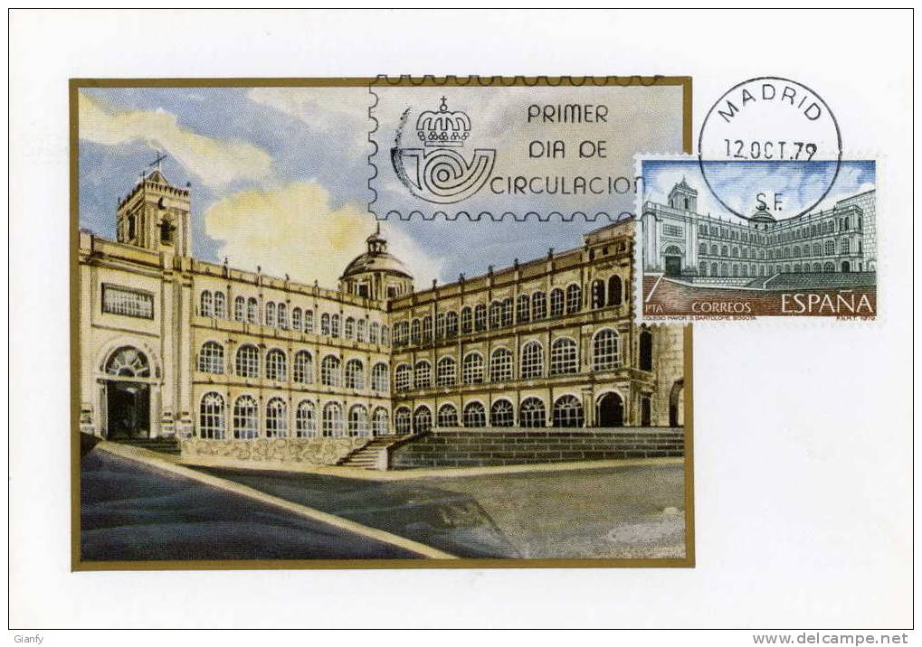 SPAGNA SPAIN MAXIMUM MAXIMA MAXI CARD COLEGIO SAN BARTOLOME BOGOTA 1979 PERFETTA  FDC - Tarjetas Máxima