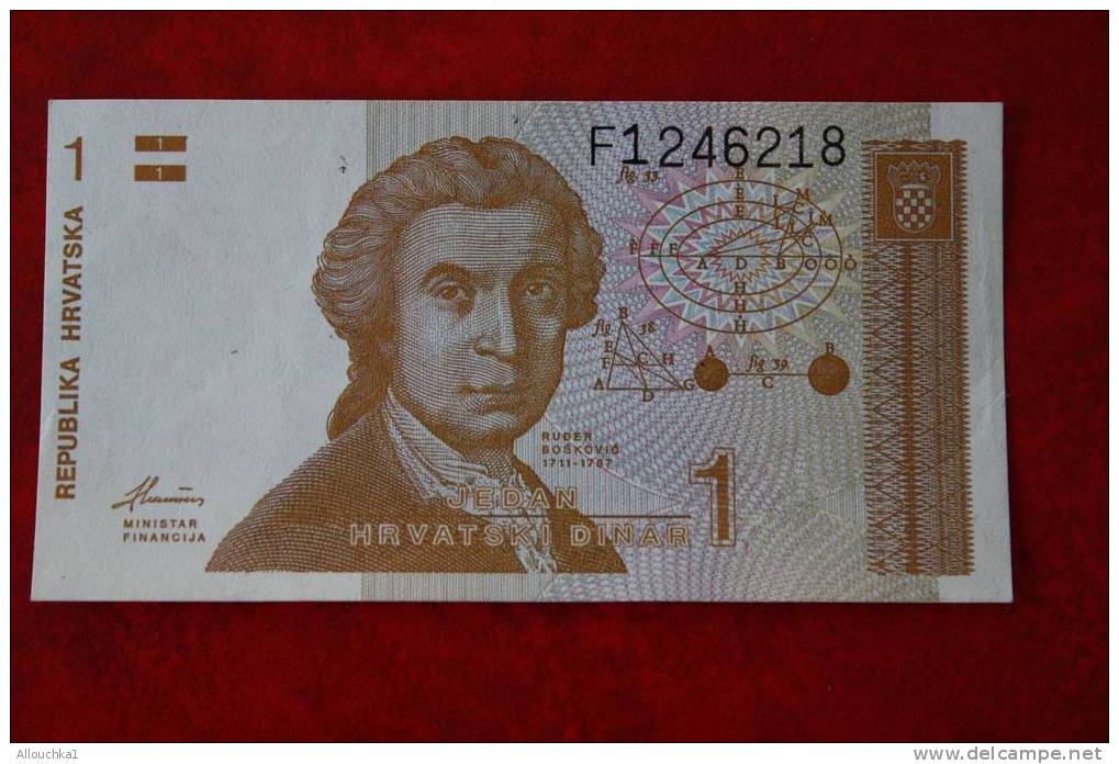 BILLET DE BANQUE DE CROATIE EX YOUGOUSLAVIE DE 1991 1 DINAR - Croazia