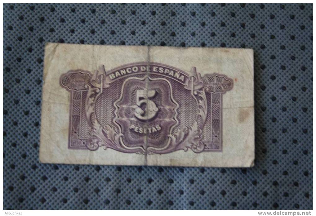 BILLET DE BANQUE DE LA BANK  BANCO DE REPUBLIQUE ESPANA  ESPAGNE  DE 5  PESETAS 1935 - 5 Pesetas