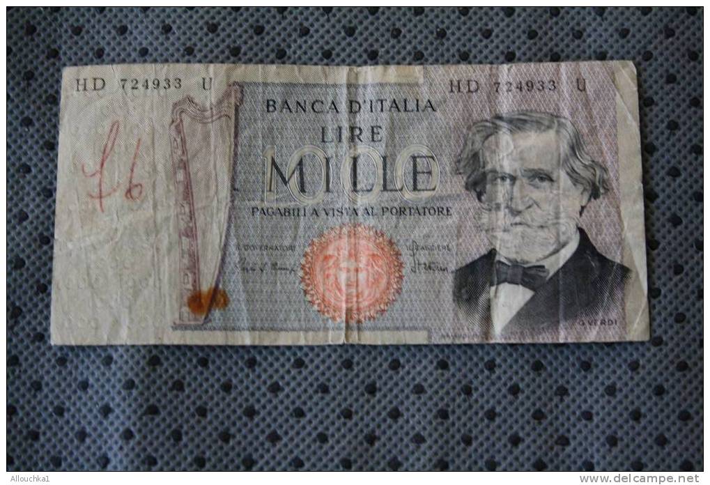 BILLET DE BANQUE DE LA BANK  BANCA ITALIA ITALIE   DE 1000 LIRE  HARPE G. VERDI LA SCALA - 1000 Lire