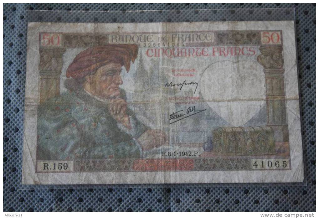 BILLET DE BANQUE DE LA BANK  BANCA DE FRANCE 50 FRANCS JACQUES COEUR 1942 - 50 F 1940-1942 ''Jacques Coeur''