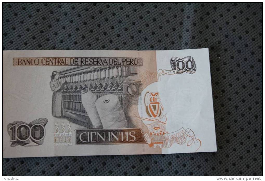 BILLET DE BANQUE DE LA BANK  BANCA DU PEROU PERU CIEN INTIS 100 DE 1987 RAMON CASTILLA - Peru