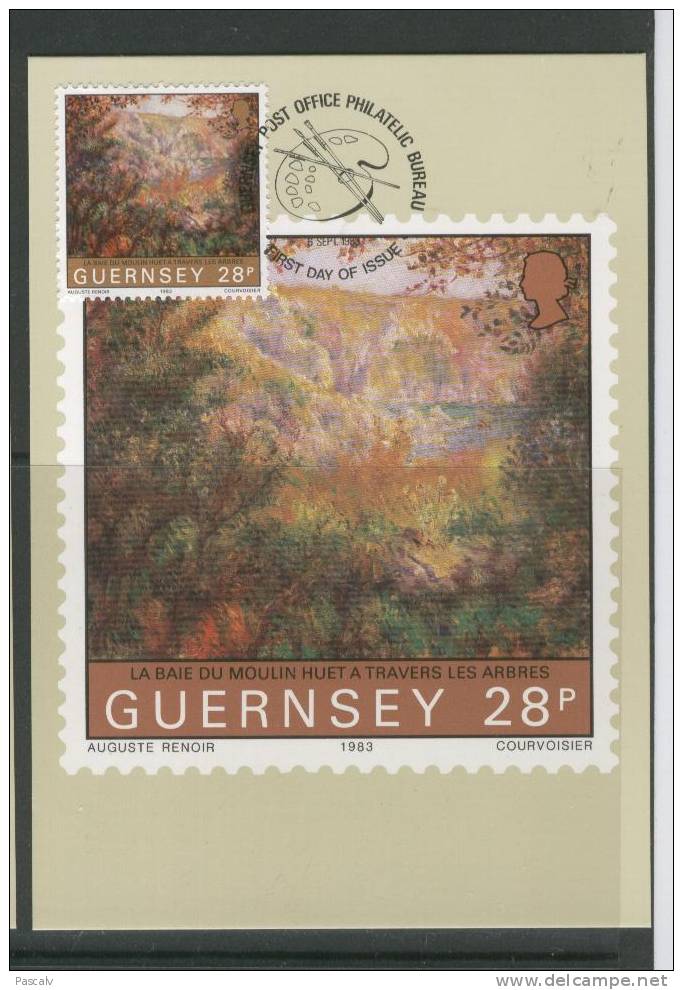 Guernesey Carte Maximum Avec Timbre Auguste Renoir - Impresionismo