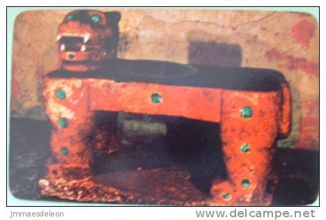 Mexico 1986 Illustrated Postcard - Archaeology - Tiger Jaguar In Chichen Itza Castle - Mexique