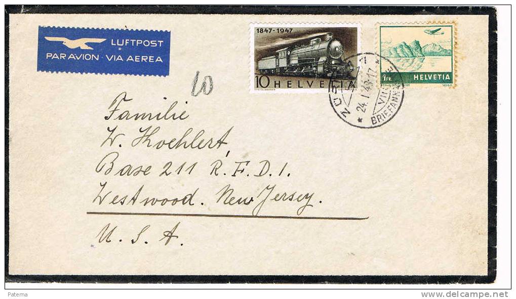 Carta Luto , Aerea,  ZURICH 1948  ( Suiza) ,  Cover, Letter, Lettre - Covers & Documents