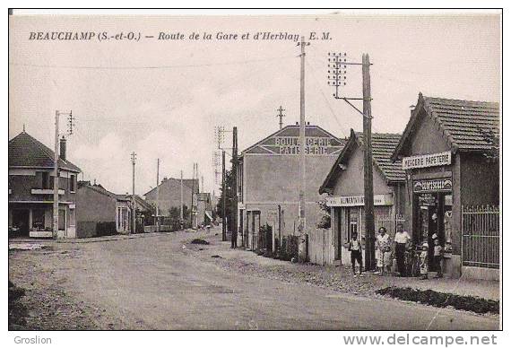 BEAUCHAMP ( S ET O)  ROUTE DE LA GARE ET D'HERBLAY (MAGASINS D'ALIMENTATION BOULANGERIE ET MERCERIE PAPETERIE) ANIMATION - Beauchamp