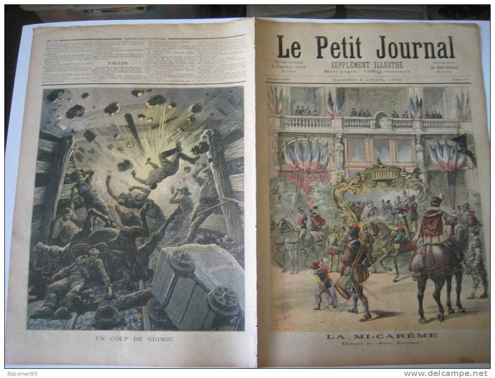LE PETIT JOURNAL N° 0071 DU 02/04/1892 COUP DE GRISOU A ANDERLUES EN BELGIQUE + LA MI-CAREME - Le Petit Journal