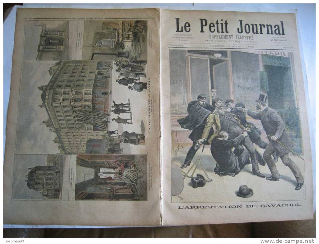 LE PETIT JOURNAL N° 0073DU 16/04/1892 ARRESTATION DE RAVACHOL + ATTENTATS A LA DYNAMITE  A PARIS - Le Petit Journal