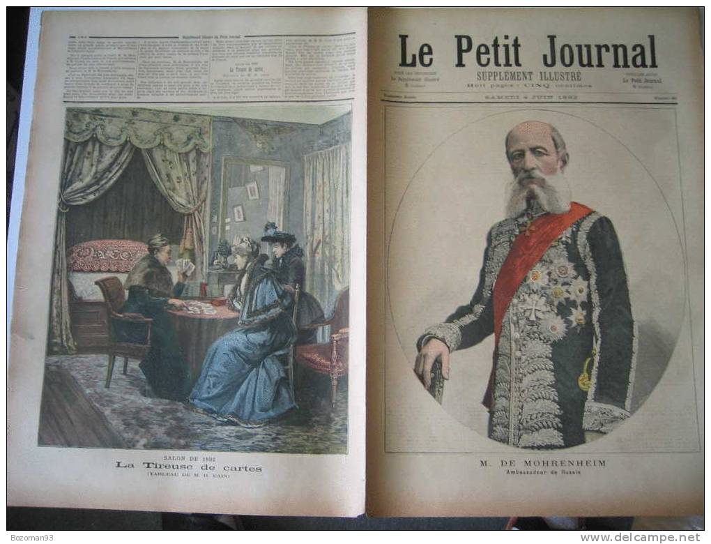 LE PETIT JOURNAL N° 0080 DU 04/06/1892 MR DE MOHRENHEIM AMBASSADEUR DE RUSSIE + LA TIREUSE DE CARTES - Le Petit Journal