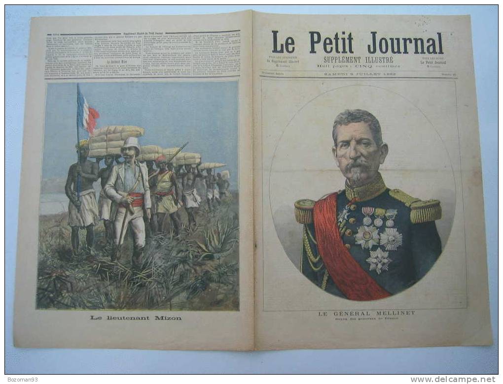 LE PETIT JOURNAL N° 0085 DU 09/07/1892 GENERAL MELLINET + LIEUTENANT MIZON REVENANT DU HAUT CONGO - Le Petit Journal