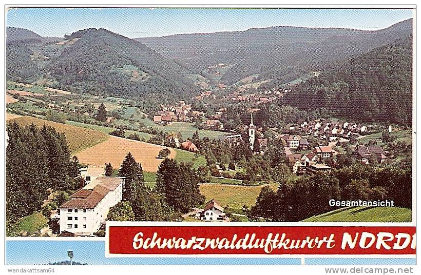 AK Schwarzwaldluftkurort NORDRACH Mehrbildkarte 4 Bilder Gesamtansicht Kath. Kirche St. Ulrich St. Marien -6.11.90-17 - Haslach