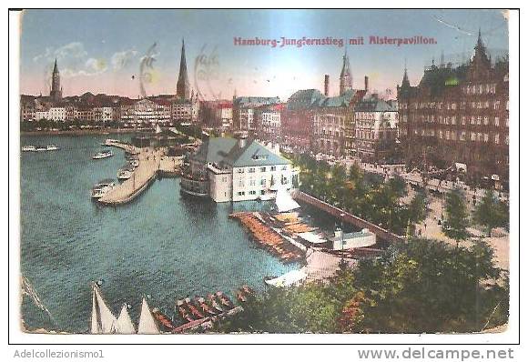 38601)cartolina Illistratoria Hamburg - Jungfernstieg Mit Aisterpavillon - Harburg