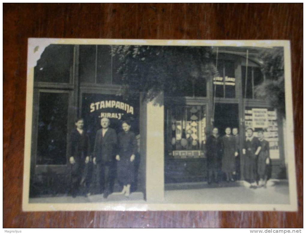 R!R!,Serbia,Vojvodina,Nov I  Sad?,Book Store,Print House,Josif Kiraly,Paper Shop,"Kiralj",real Photo,vintage Postcard - Shopkeepers