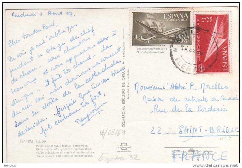 Timbres Express N° 32 Et Poste Aérienne N° 268 / Carte Du 14/08/67  Pour La France, 2 Scans - Briefe U. Dokumente